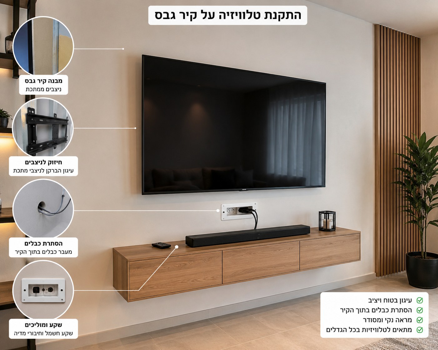 האם אפשר לתלות טלוויזיה על קיר גבס?